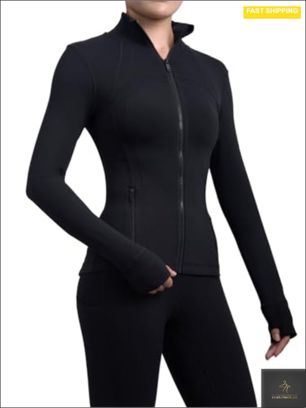 Women's Full Zip Athletic Track Jacket with Thumb Holes Lightweight Workout Top